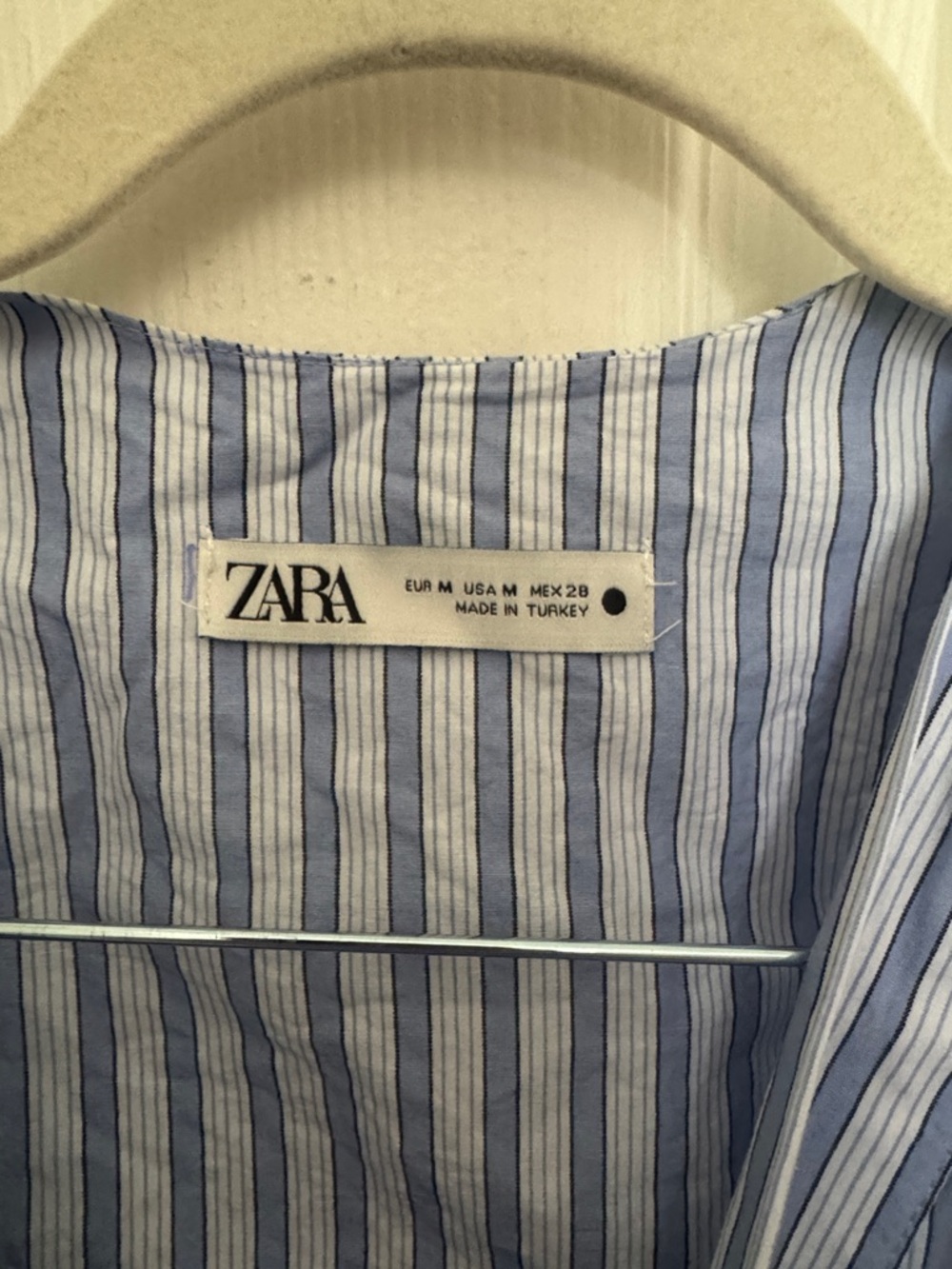 Zara Light Blue & White Striped Wrap Top - Picture 2 of 3